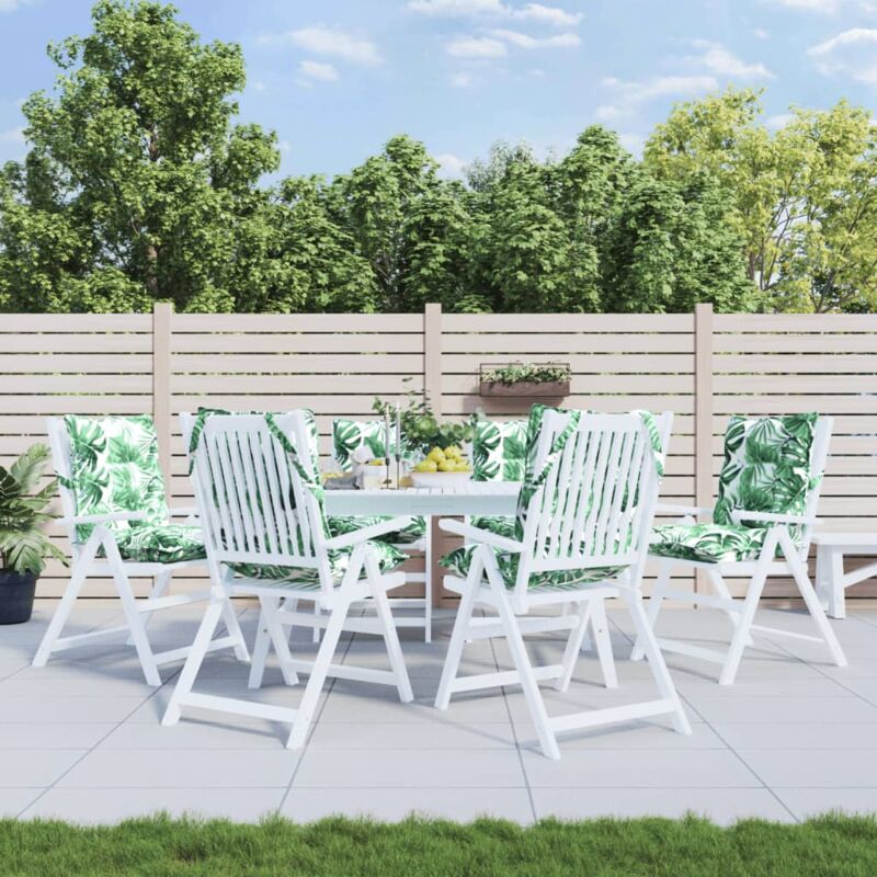 foto del prodotto cuscini sedia schienale basso 6 pz motivo foglie tessuto oxford vidaxl