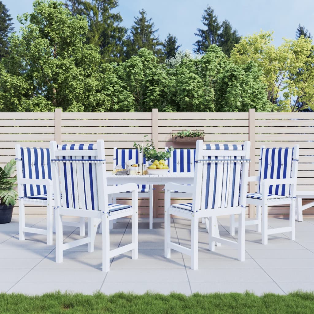foto del prodotto cuscini sedia schienale basso 6pz strisce bianche e blu tessutocod mxl 70406