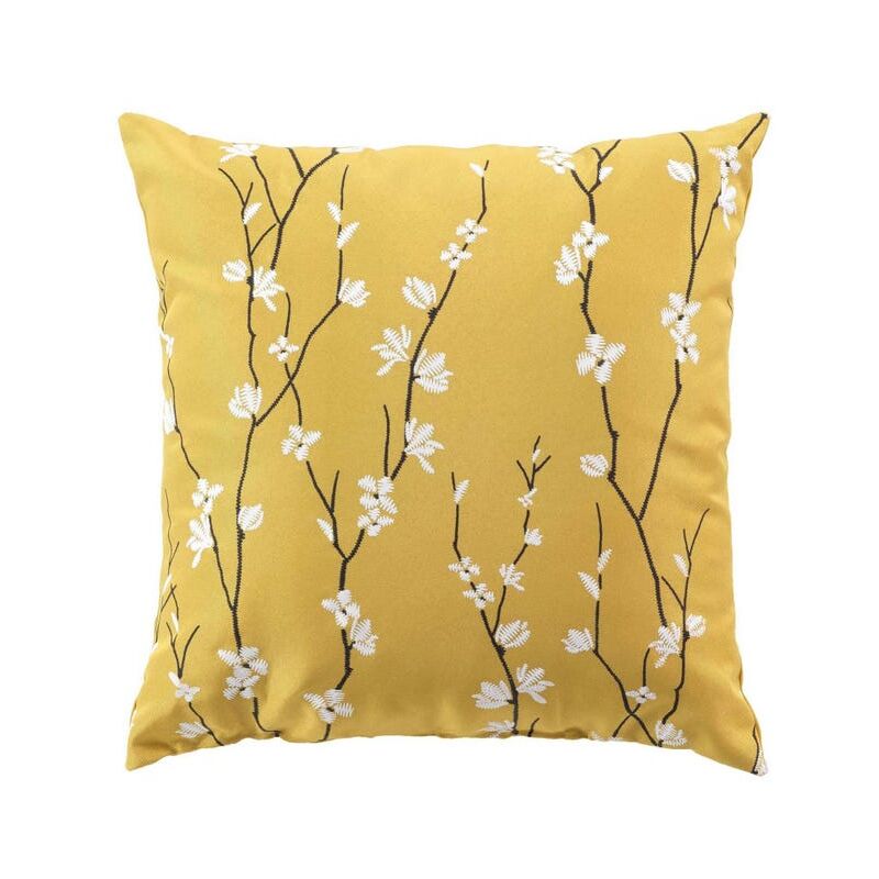 foto del prodotto cuscino 45 x 45 cm applicazione in poliestere giallo stampa sakura
