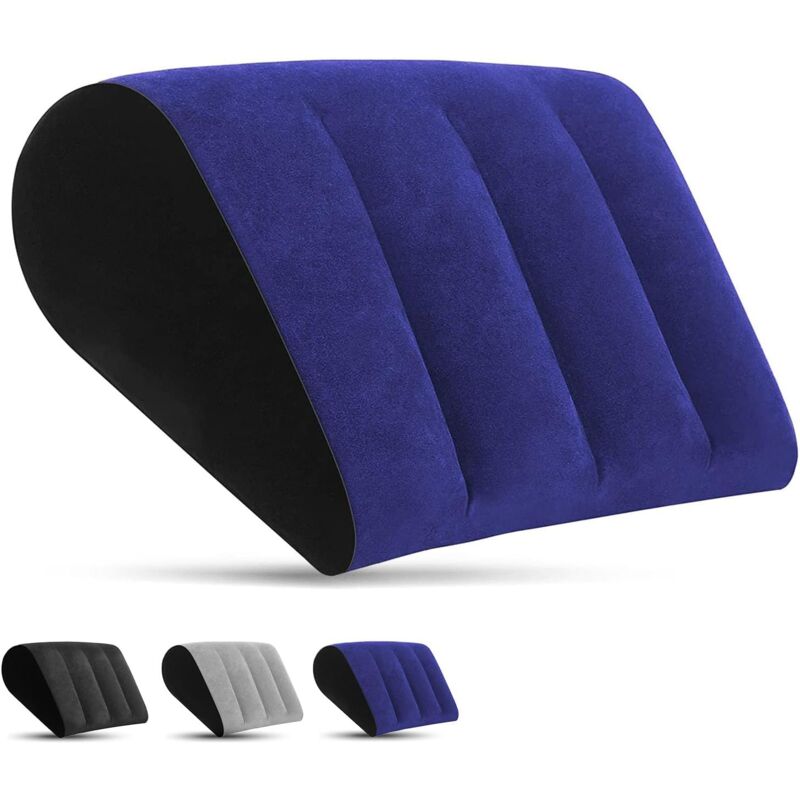 foto del prodotto cuscino a cuneo gonfiabile cuscino di supporto lombare cuscino cervicale cuscino da viaggio cuscino di posizionamento blu
