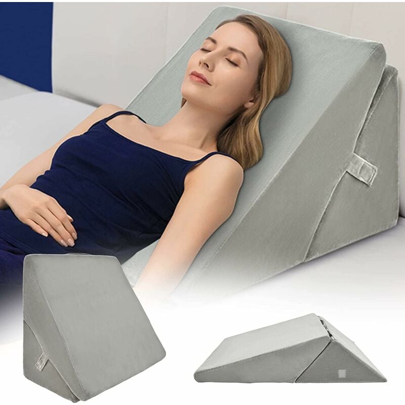 foto del prodotto cuscino a cuneo per letto e divano, cuscino da lettura relax, per gambe schiena e ginocchio, con fodera lavabile grigio costway