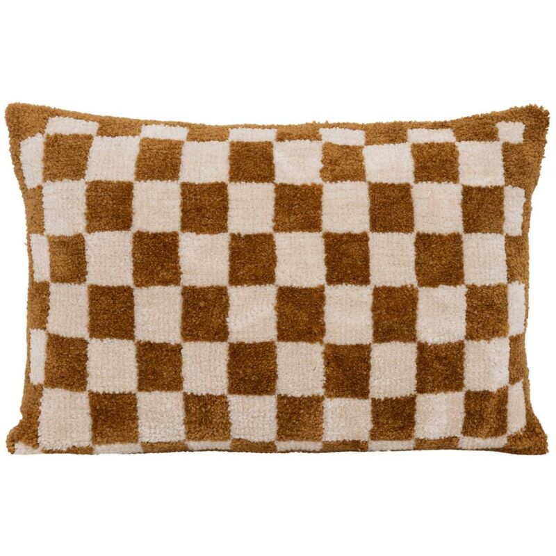 foto del prodotto cuscino a scacchiera itha giallo ocra 38x58cm atmosphera cr ateur d int rieur