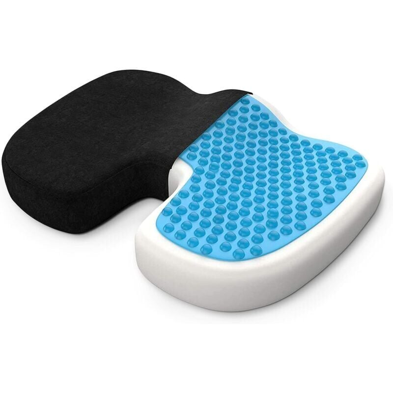 foto del prodotto cuscino antidecubito per il coccige con gel traspirante, cuscino ergonomico ortopedico in memory foam per alleviare i dolori alla schiena, all'anca e