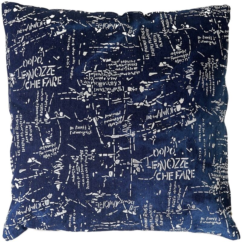 foto del prodotto cuscino blu brillante con motivo scritta 45x45 cm sfoderabile dec04070