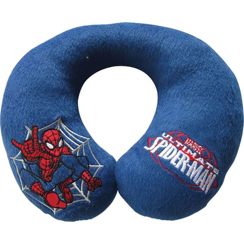 foto del prodotto cuscino collo da viaggio spiderman imbottito universale bambini blu
