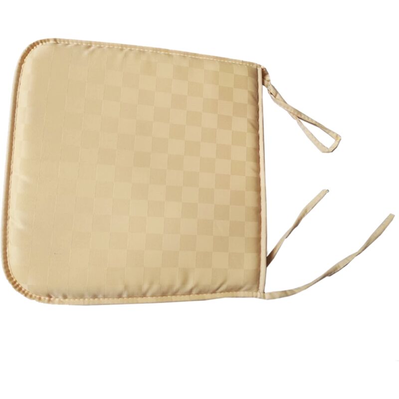 foto del prodotto cuscino coprisedia imbottito damina per sedie con lacci con trattamento antimacchia sabbia set 2 pz