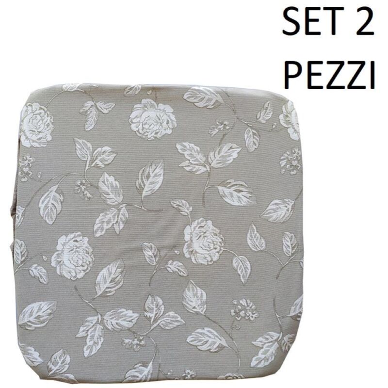 foto del prodotto cuscino coprisedia mollettone imbottito con fascia elastico grigio fantasia 2 pezzi