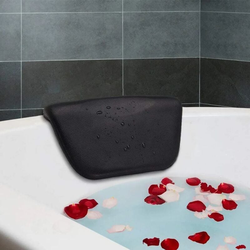 foto del prodotto cuscino da bagno, cuscino da bagno in poliuretano con ventose, poggiatesta per vasca, spa, vasca idromassaggio, poggiatesta ergonomico per testa,
