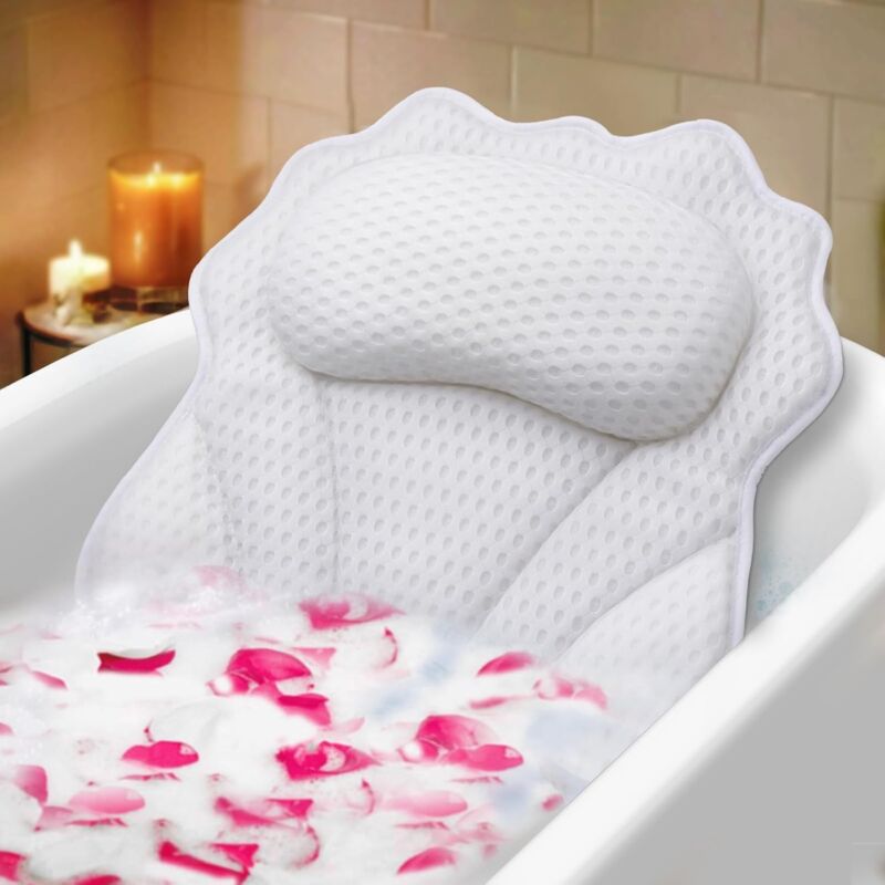 foto del prodotto cuscino da bagno lablanc con supporto per testa, collo, spalle e schiena, cuscino da bagno 4d per il bagno con 6 potenti ventose, adatto a tutte le