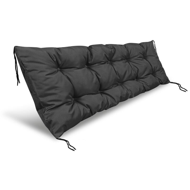 foto del prodotto cuscino da giardino 120x40 cm impermeabile per panca per pallet, nero