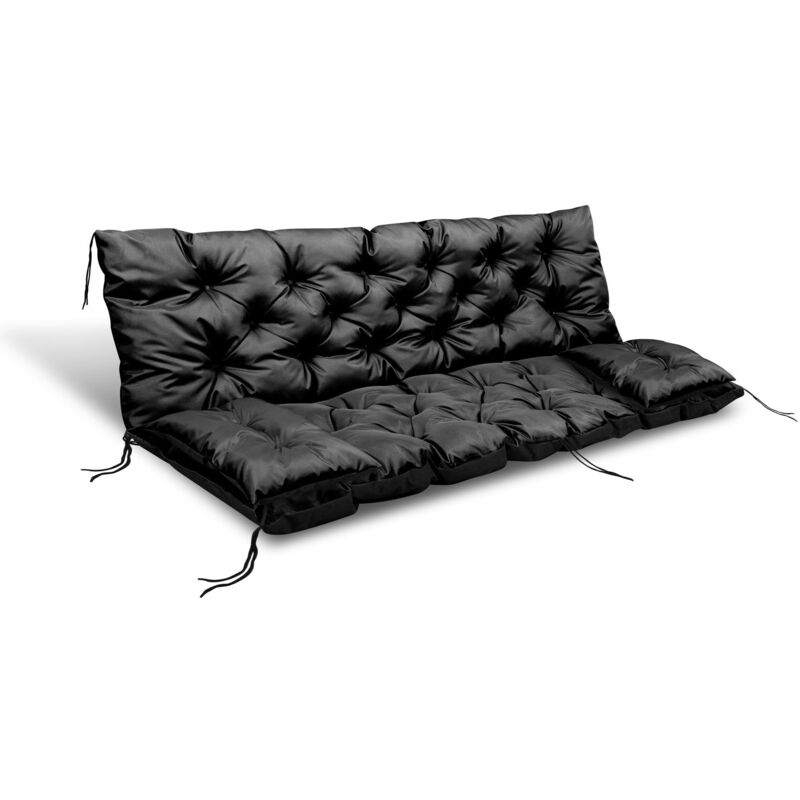 foto del prodotto cuscino da giardino 150x60x50 cm 2 cuscini per panca dondolo, impermeabile, nero