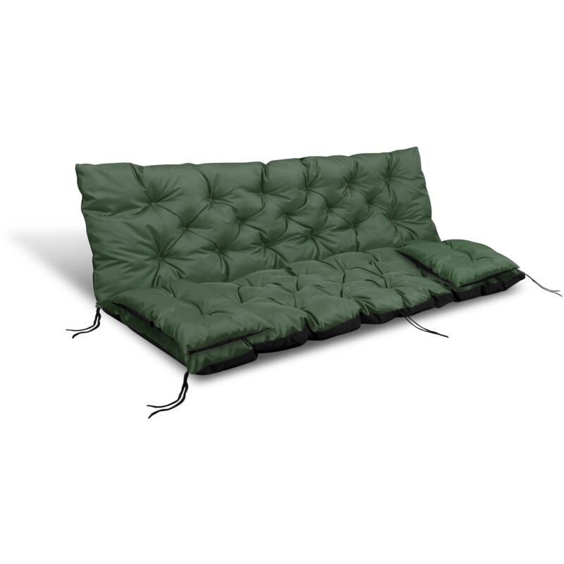 foto del prodotto cuscino da giardino 150x60x50 cm 2 cuscini per panca dondolo, verde impermeabile