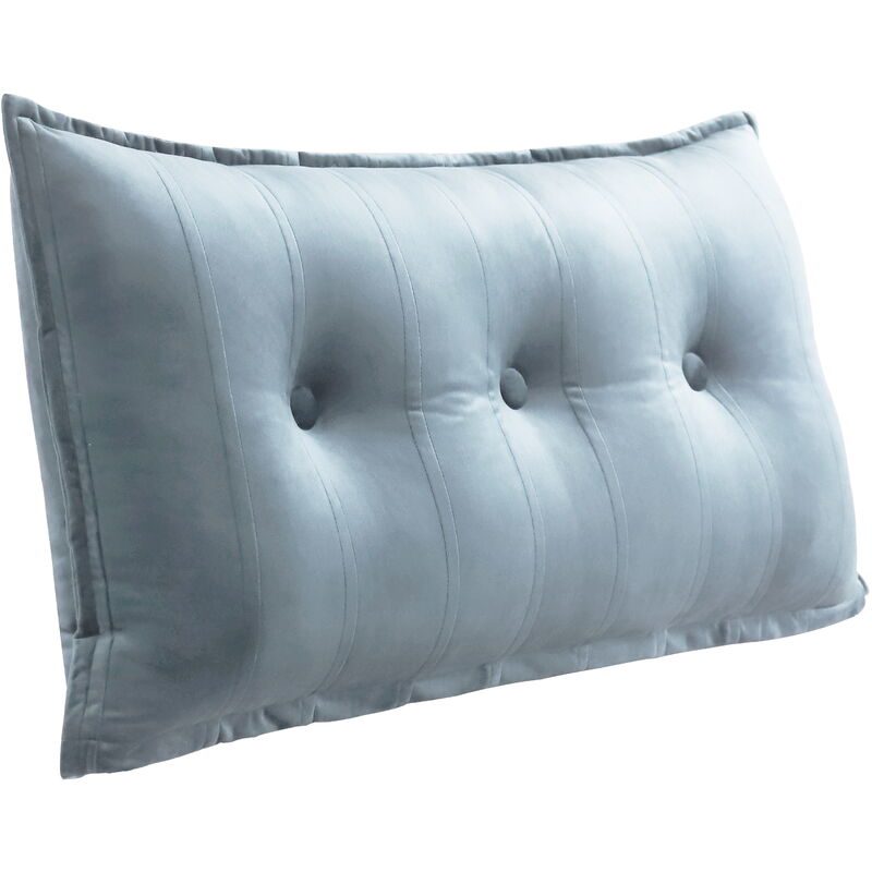 foto del prodotto cuscino da letto decorativo grande, cuscino da lettura con bottoni, cuscino per il corpo per chi dorme di lato, velluto grigio, 100 x 8 x 50 cm