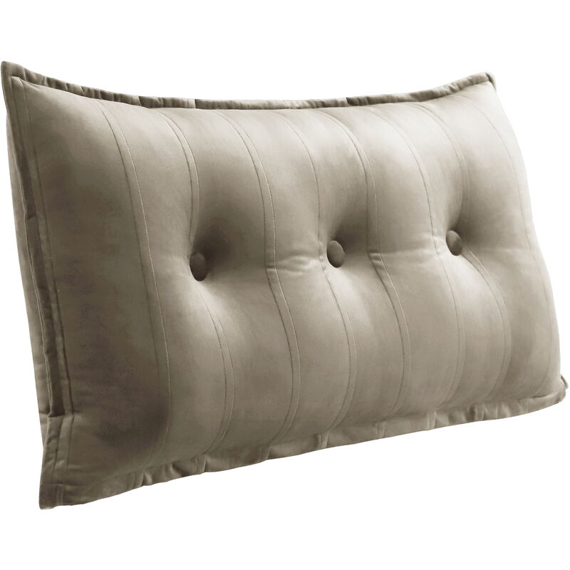 foto del prodotto cuscino da letto decorativo grande, cuscino da lettura con bottoni, cuscino per il corpo per chi dorme di lato, velluto marrone chiaro, 100 x 8 x 50