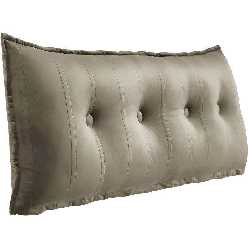 foto del prodotto cuscino da letto decorativo grande, cuscino da lettura con bottoni, cuscino per il corpo per chi dorme di lato, velluto marrone chiaro, 120 x 8 x 50