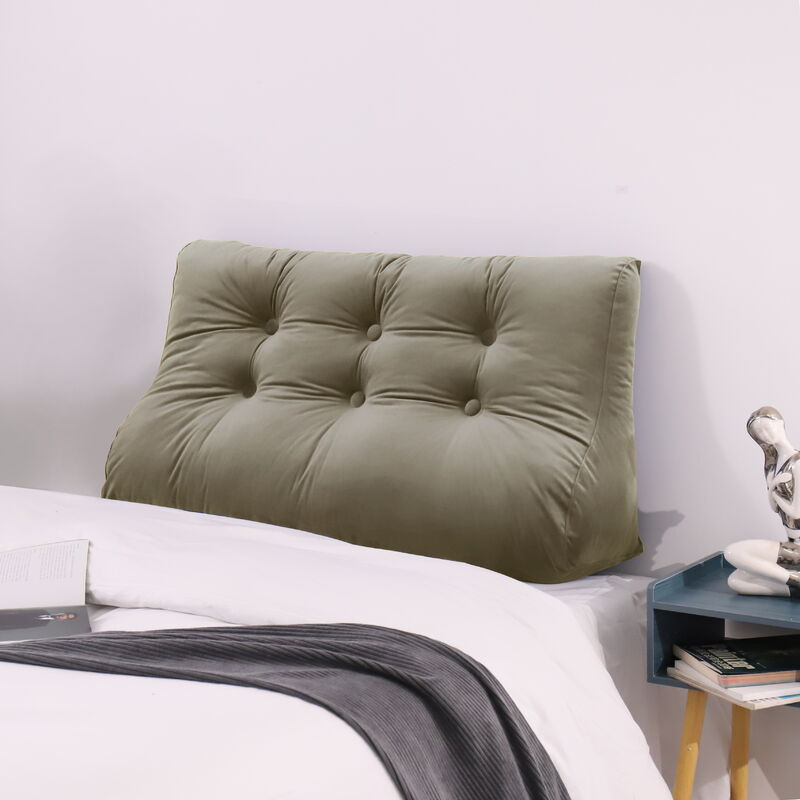 foto del prodotto cuscino da lettura a cuneo, triangolare, supporto per letto, schienale, poggiatesta, supporto per la schiena, cuscino decorativo, velluto marrone
