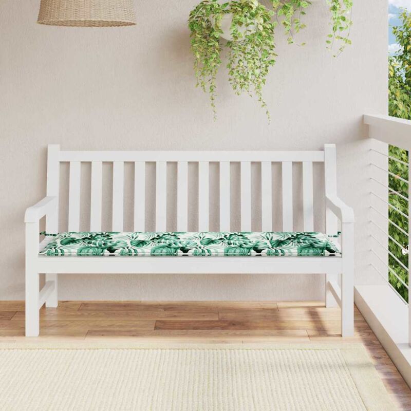 foto del prodotto cuscino da panchina da giardino motivo foglie, 150x50x4 cm, realizzato in tessuto oxford vidaxl
