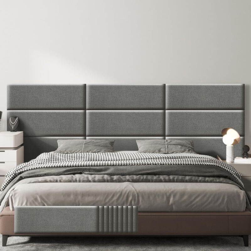 foto del prodotto cuscino da parete per letto singolo e matrimoniale, pannelli da parete imbottiti in canapa, confezione da 9 pannelli da parete imbottiti, cuscino da parete autoadesivo, cuscino acustico, prote - vercart