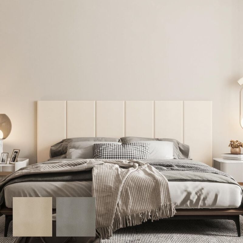 foto del prodotto cuscino da parete per letto singolo e matrimoniale, pannelli da parete imbottiti in pelle, confezione da 6 cuscini da parete 3d, autoadesivi,