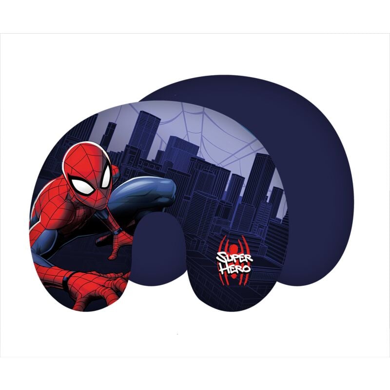 foto del prodotto cuscino da viaggio croissant spider man, uomo ragno, blu navy