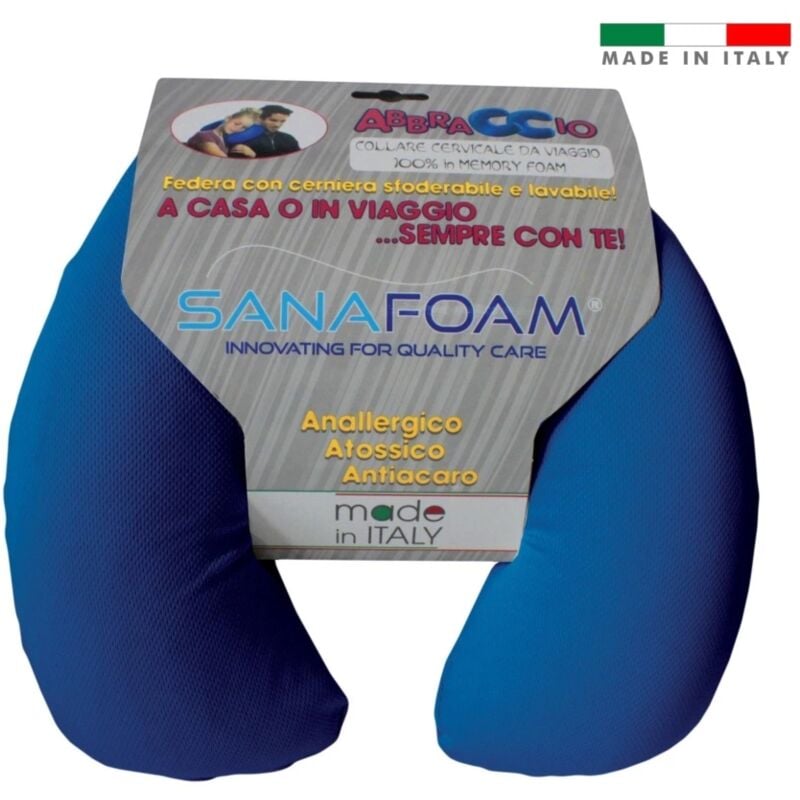 foto del prodotto cuscino da viaggio in memory foam blu