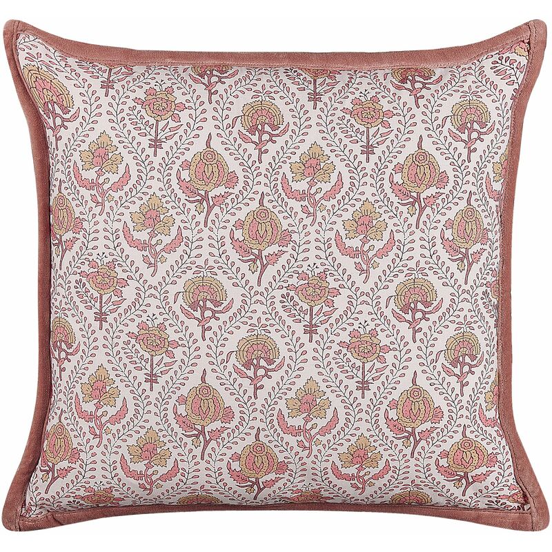 foto del prodotto cuscino decorativo cotone fiori 45x45 cm rosso e bianco picea