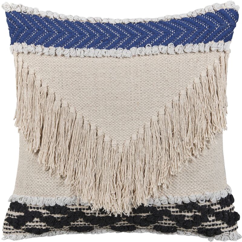 foto del prodotto cuscino decorativo in cotone con frange 45 x 45 cm beige sofca