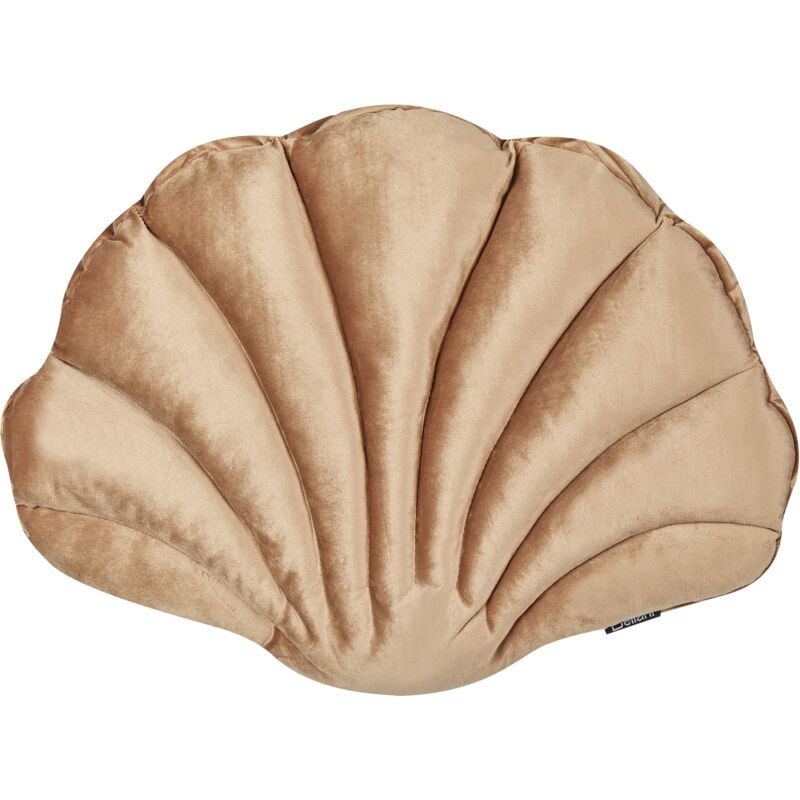 foto del prodotto cuscino decorativo in velluto a forma di conchiglia beige a tinta unita consolida