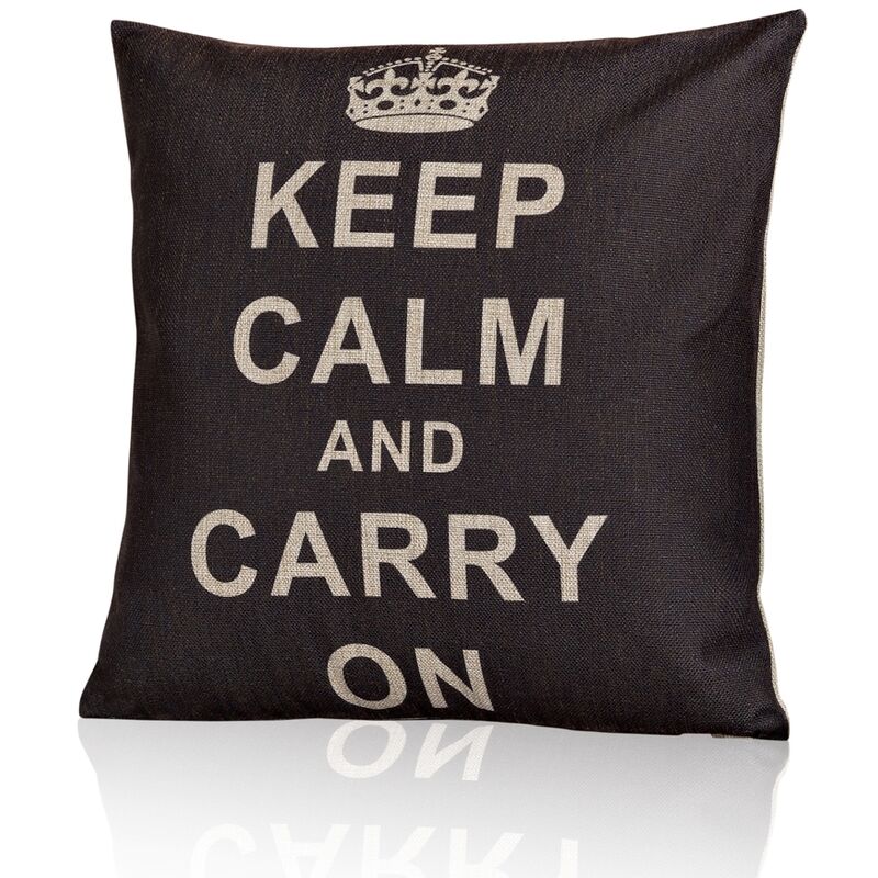 foto del prodotto cuscino decorativo melko cuscino decorativo cuscino decorativo cuscino decorativo con motivo keep calm con imbottitura, 45 x 45 x 15 cm