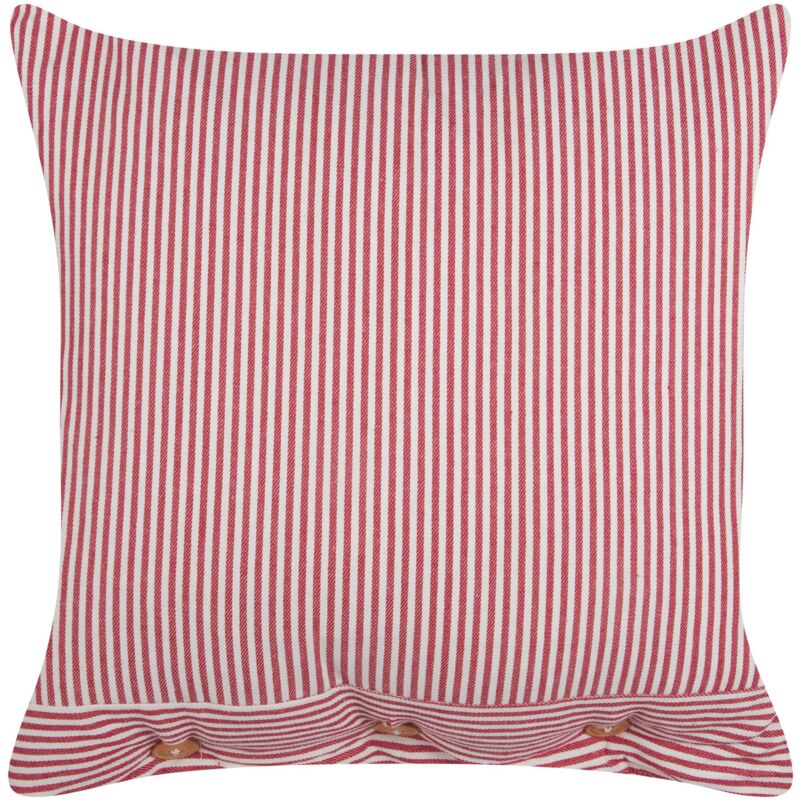 foto del prodotto cuscino decorativo retr in cotone con motivo a righe quadrato 45 x 45 cm bottoni rosso e bianco aalita