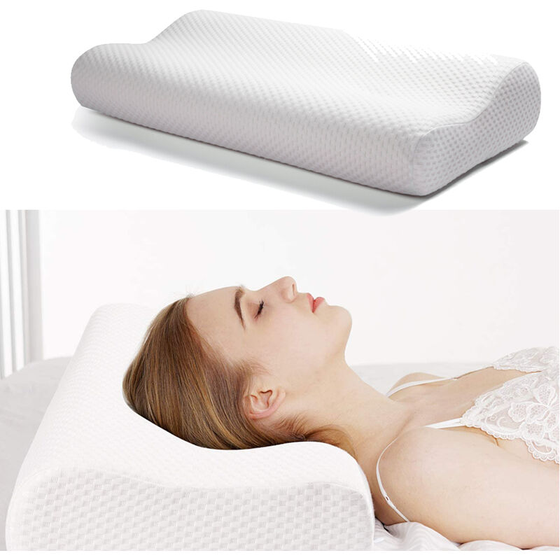 foto del prodotto cuscino ergonomico in memory foam, cuscino cervicale con fodera lavabile ipoallergenica, 63x43cm freosen