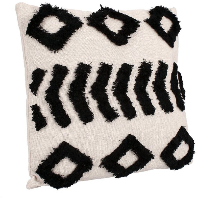 foto del prodotto cuscino fluffy in poliestere e cotone colore nero e bianco sfoderabile per sedie e divani 35x60 cm avorio