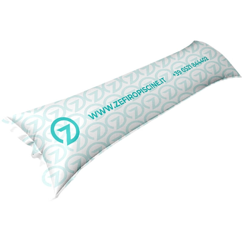 foto del prodotto cuscino gonfiabile ad aria galleggiante anti ristagno zefiro air rettangolare per sollevamento telo di copertura piscina cm 140x45 con 2 passacorda