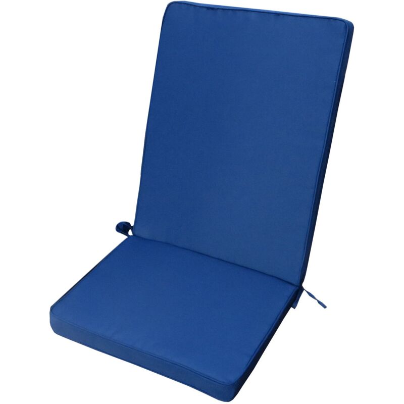 foto del prodotto cuscino imbottito da esterno 40x90 cm con schienale per sedie idrorepellente e sfoderabile blu scuro