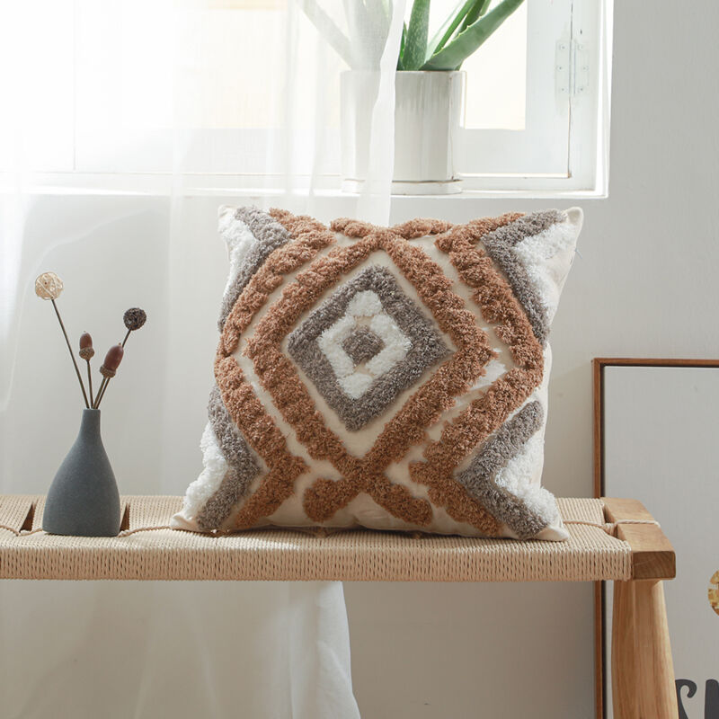 foto del prodotto cuscino in stile boho bali copertura e riempimento inclusi hanaki marrone