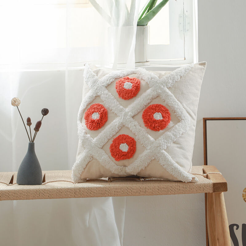 foto del prodotto cuscino in stile boho bali copertura e riempimento inclusi reyune arancione