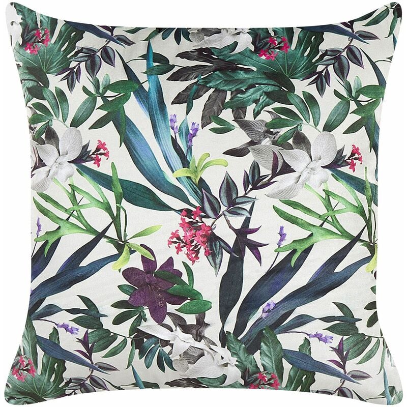 foto del prodotto cuscino in velluto verde crema 45 x 45 cm motivo foglie gasteria