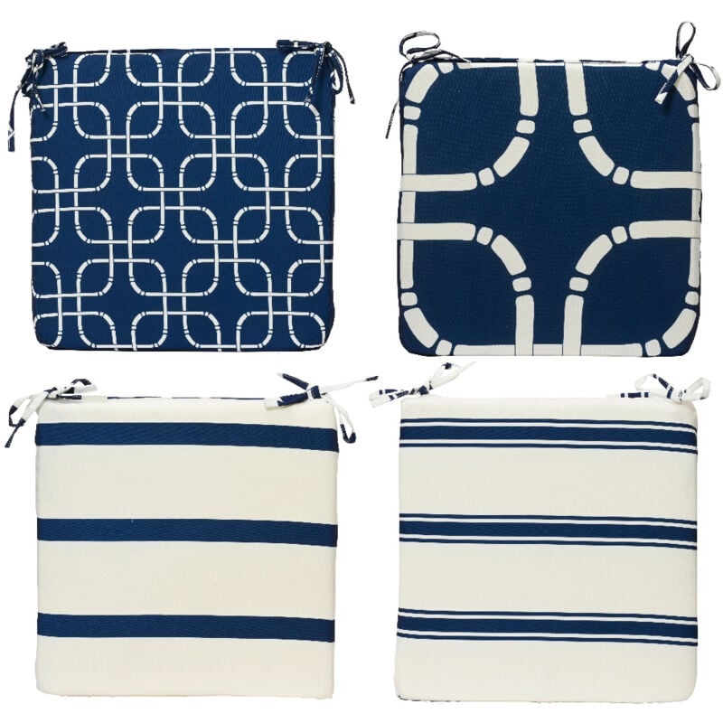 foto del prodotto cuscino line sedie 45x45cm bianco blu esterno.