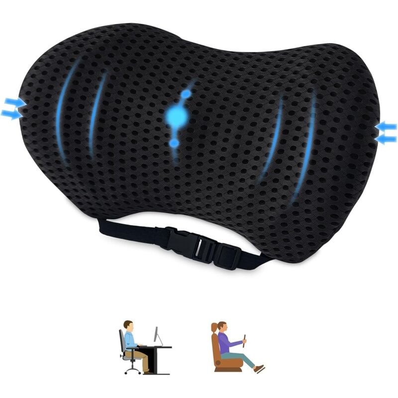 foto del prodotto cuscino lombare per auto, cuscino di supporto lombare per sedia da ufficio e sedile auto, cuscino per schienale con cinturino regolabile, per casa,