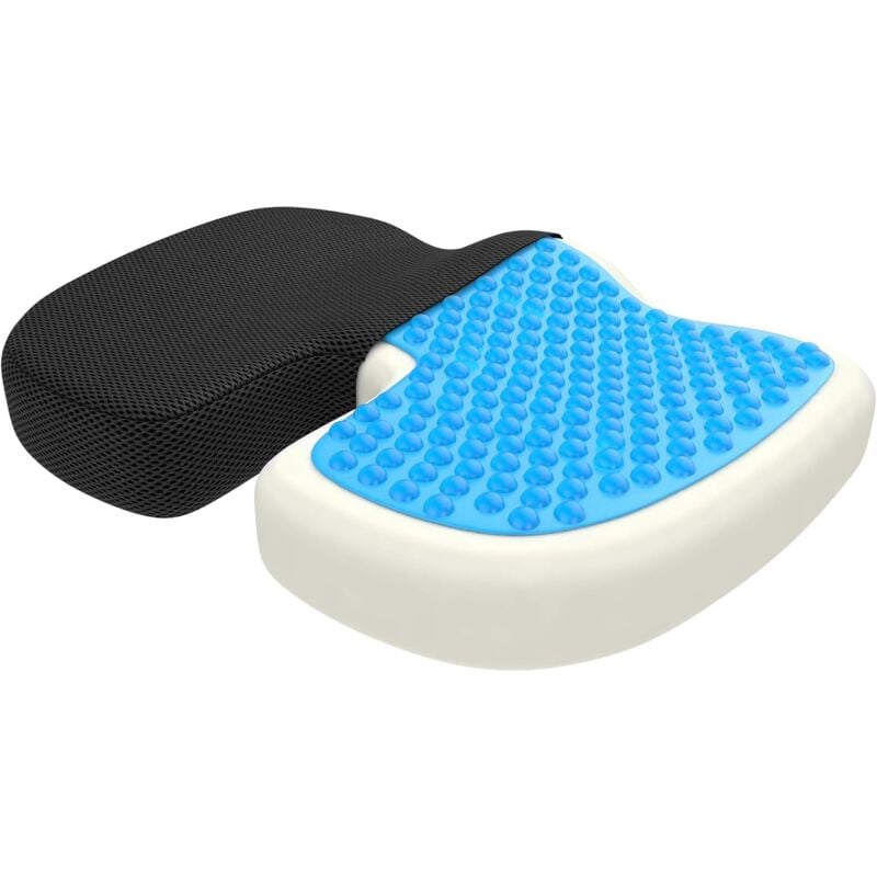 foto del prodotto cuscino ortopedico per sedia 44 x 34 x 8 cm cuscini per sedia in memory foam in gel per alleviare il disagio a schiena, coccige, glutei e coccige