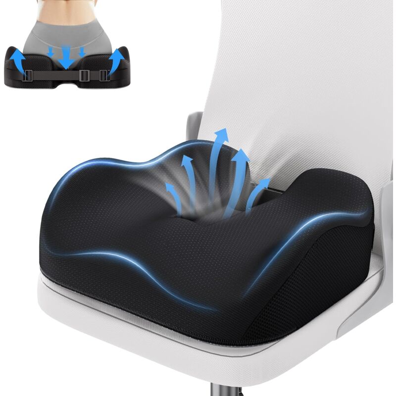 foto del prodotto cuscino ortopedico per sedia da ufficio, sollievo dalla pressione per coccige, sciatica, anca, cuscino ergonomico in memory foam