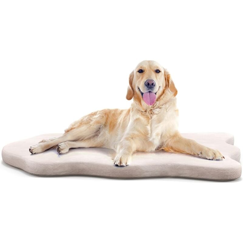 foto del prodotto cuscino per cani di taglia grande, tappetino per animali con supporto in memory foam, copertura rimovibile, 110 x 66 cm bianco goplus