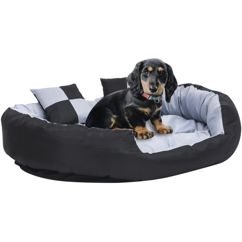 foto del prodotto cuscino per cani reversibile lavabile grigio e nero 110x80x23cm vidaxl