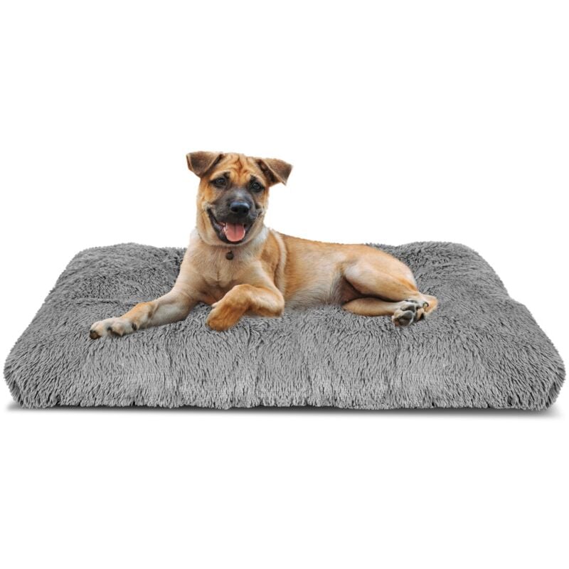 foto del prodotto cuscino per cuccia per cani shaggy lato alto 100x70 cm grigio chiaro