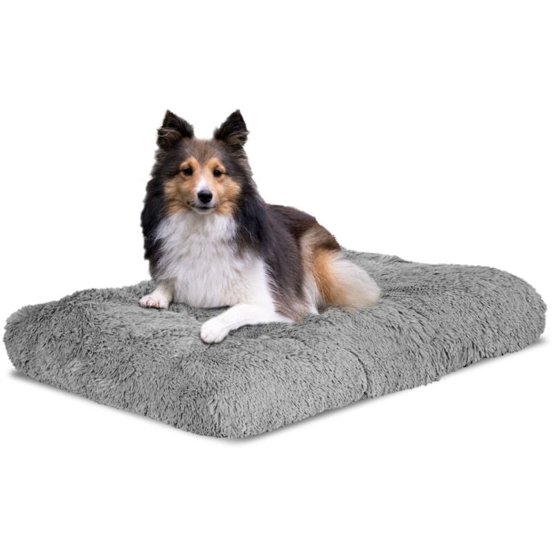 foto del prodotto cuscino per cuccia per cani shaggy lato alto 80x60 cm grigio chiaro