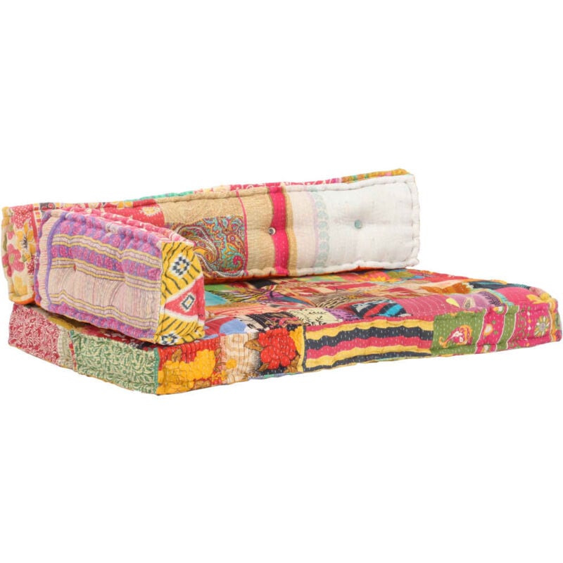 foto del prodotto cuscino per divani pallet in tessuto patchwork vari colori colore multicolore