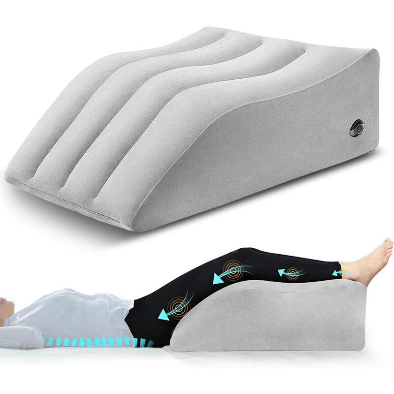 foto del prodotto cuscino per l elevazione delle vene, cuscino gonfiabile per l elevazione delle gambe, comodo cuscino a cuneo per dormire, migliora la circolazione