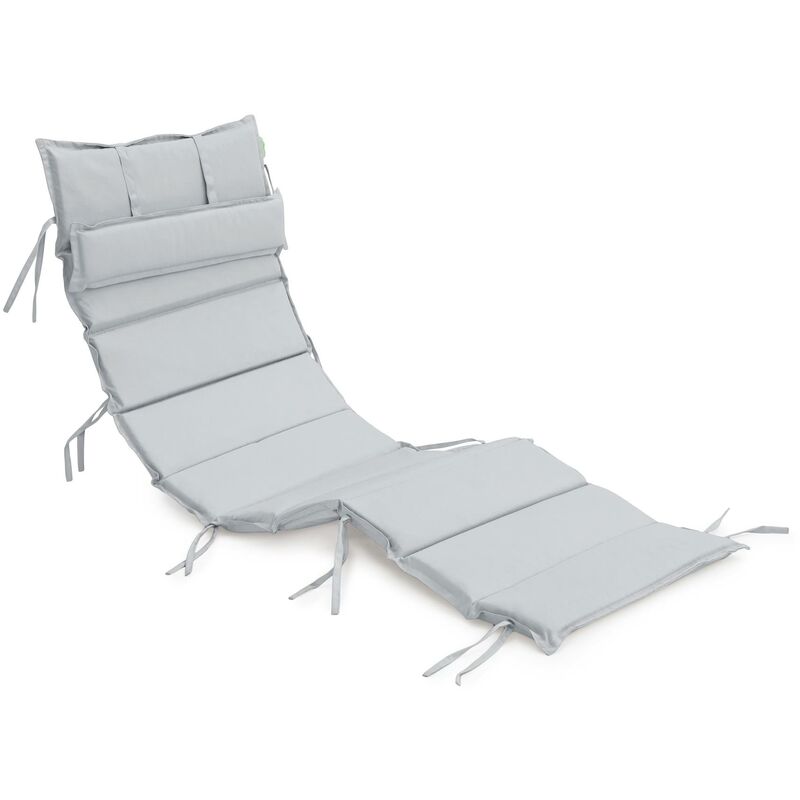 foto del prodotto cuscino per lettino prendisole, 190x60x3 cm cuscino per lettino prendisole resistente all acqua con rivestimento rimovibile facile da pulire, grigio