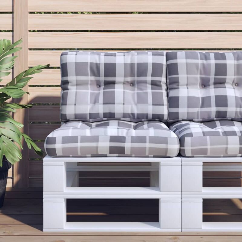 foto del prodotto cuscino per pallet a quadri grigi 60x40x12 cm in tessuto vidaxl