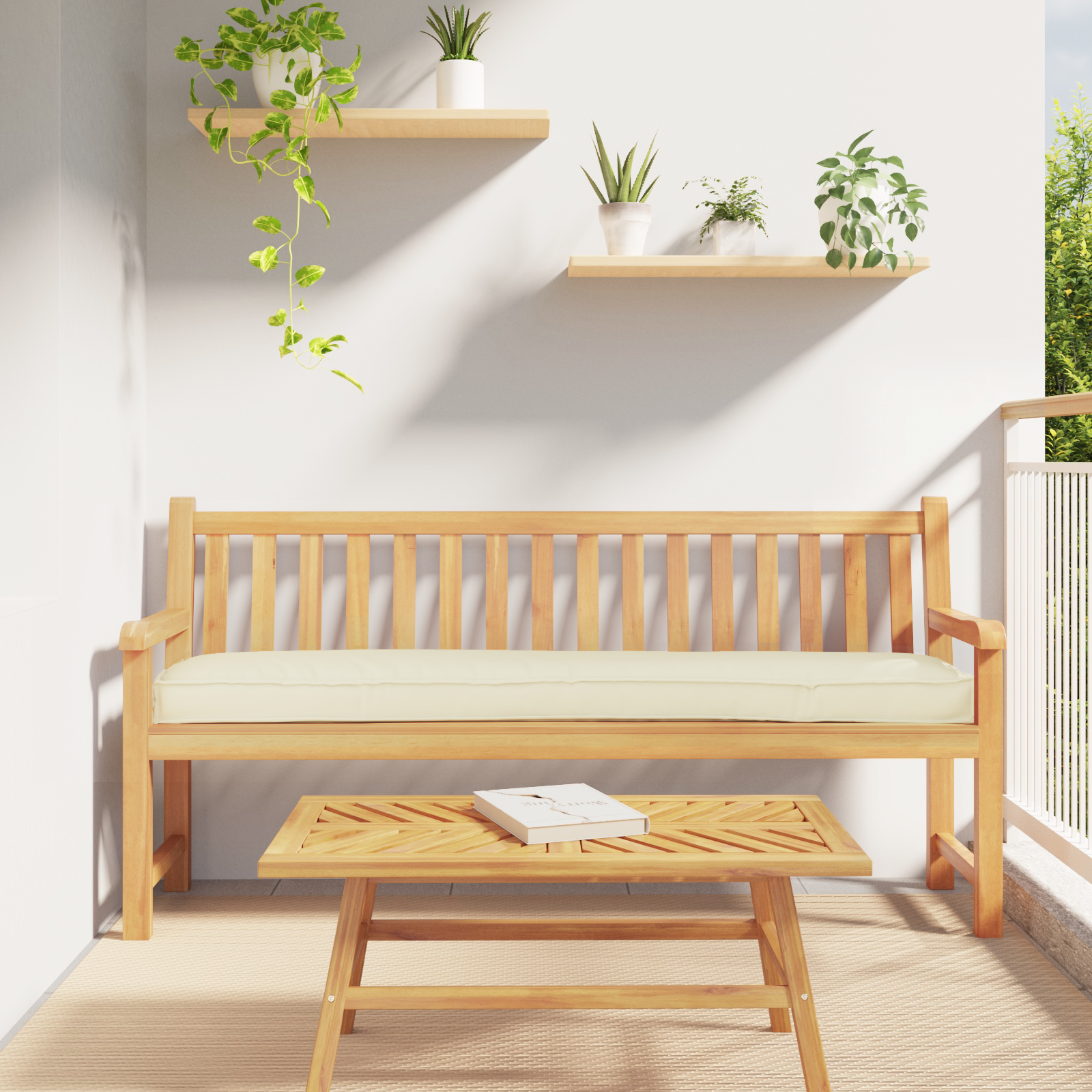 foto del prodotto cuscino per panca crema 180x40x8 cm in tessuto oxford